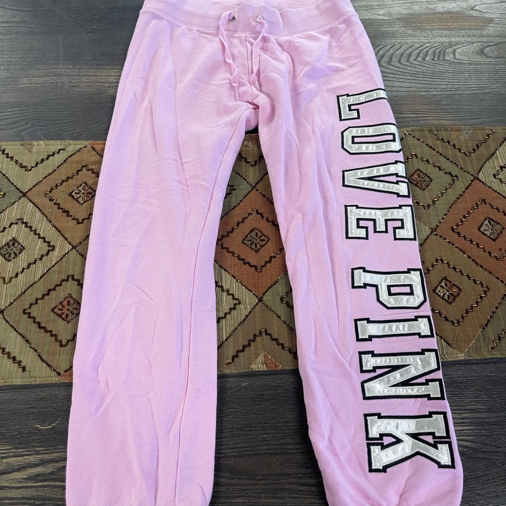 PINK Victoria's Secret Light Pink Sweatpants with Bold Lettering